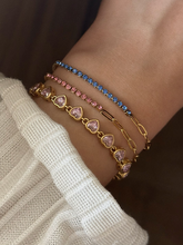 Load image into Gallery viewer, Paperclip Diamante Bracelet (Pink, Blue)