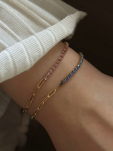 Load image into Gallery viewer, Paperclip Diamante Bracelet (Pink, Blue)