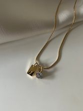 Load image into Gallery viewer, Bar Initial Necklace (with stone pendant)
