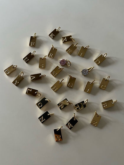 Bar Initial Necklace (with stone pendant)