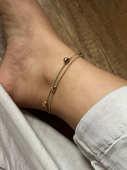 Double Layer Heart Anklet