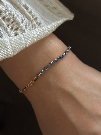 Paperclip Diamante Bracelet (Pink, Blue)