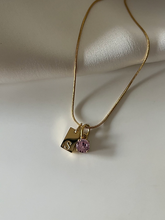 Load image into Gallery viewer, Bar Initial Necklace (with stone pendant)
