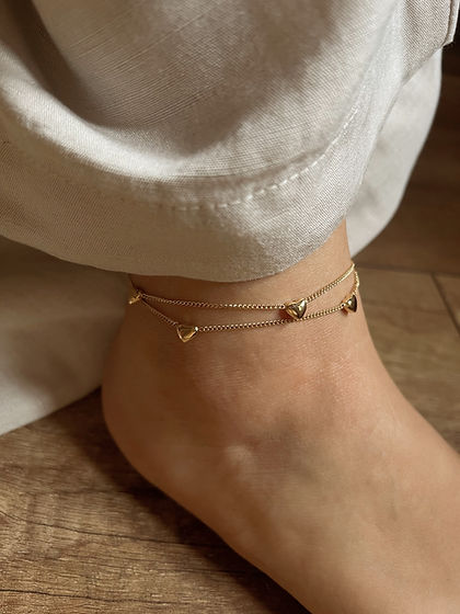 Double Layer Heart Anklet