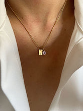 Load image into Gallery viewer, Bar Initial Necklace (with stone pendant)
