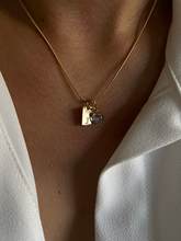 Load image into Gallery viewer, Bar Initial Necklace (with stone pendant)
